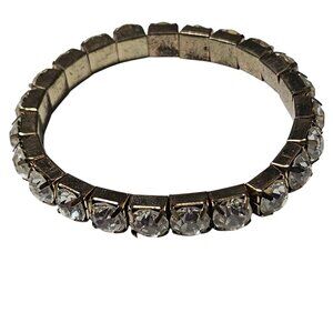 Vintage Gold Tone Rhinestone Tennis Bracelet Stretch Retro Fashion Jewelry Women